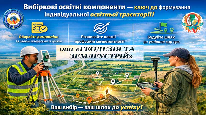 Вибіркові освітні компоненти ОПП Геодезія та землеустрій: шлях до успіху індивідуальної освітньої траєкторії